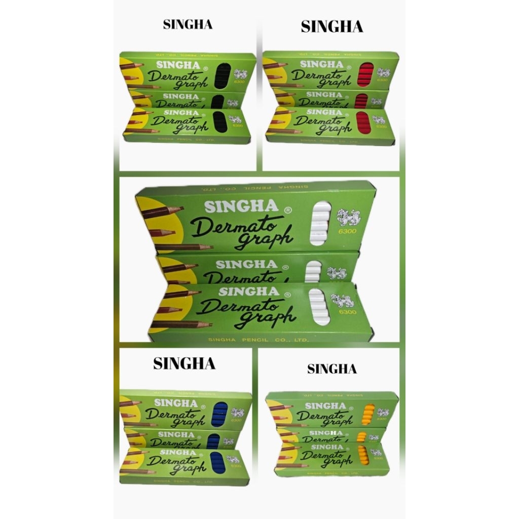 ดินสอเขียนผ้า SINGHA ของแท้สินค้าคุณภาพ 12 แท่ง/กล่อง ดินสอเขียนกระจก เขียนหนัง เขียนเซรามิก