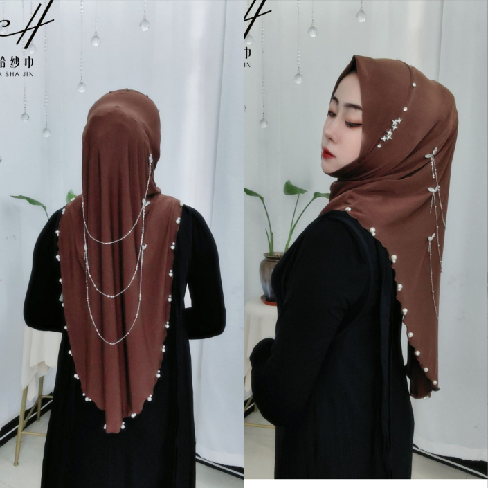 (🇹🇭พร้อมส่ง) ผ้าคลุมฮิญาบสวมสำเร็จ  ผ้าโฟเวย์ ฮิญาบมุสลิมะห์ ผ้าคลุมผมมุสลิมะห์ สวยหรู ส่งไว