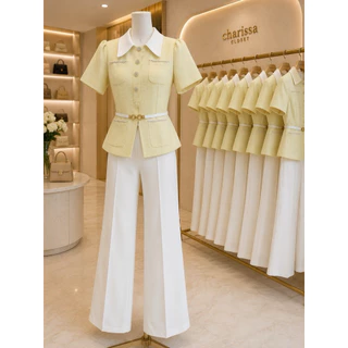 25200 เสื้อทวิตแขนสั้น กางเกงพร้อมเข็มขัด
