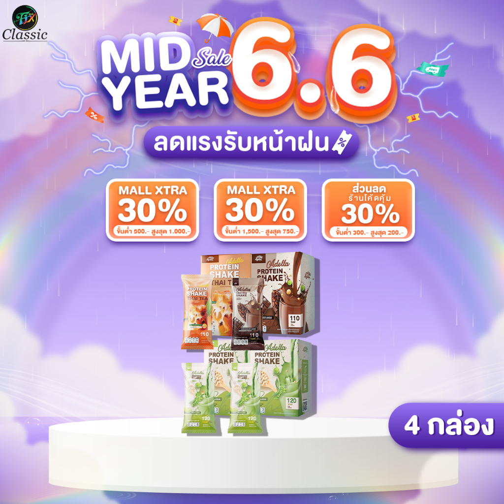 [เมล่อน2 + ชาไทย1 + ช็อคโกแลต1 ] Adella Protein Shake อเดลล่าโปรตีนเชค โปรตีนทดแทนมื้ออาหาร