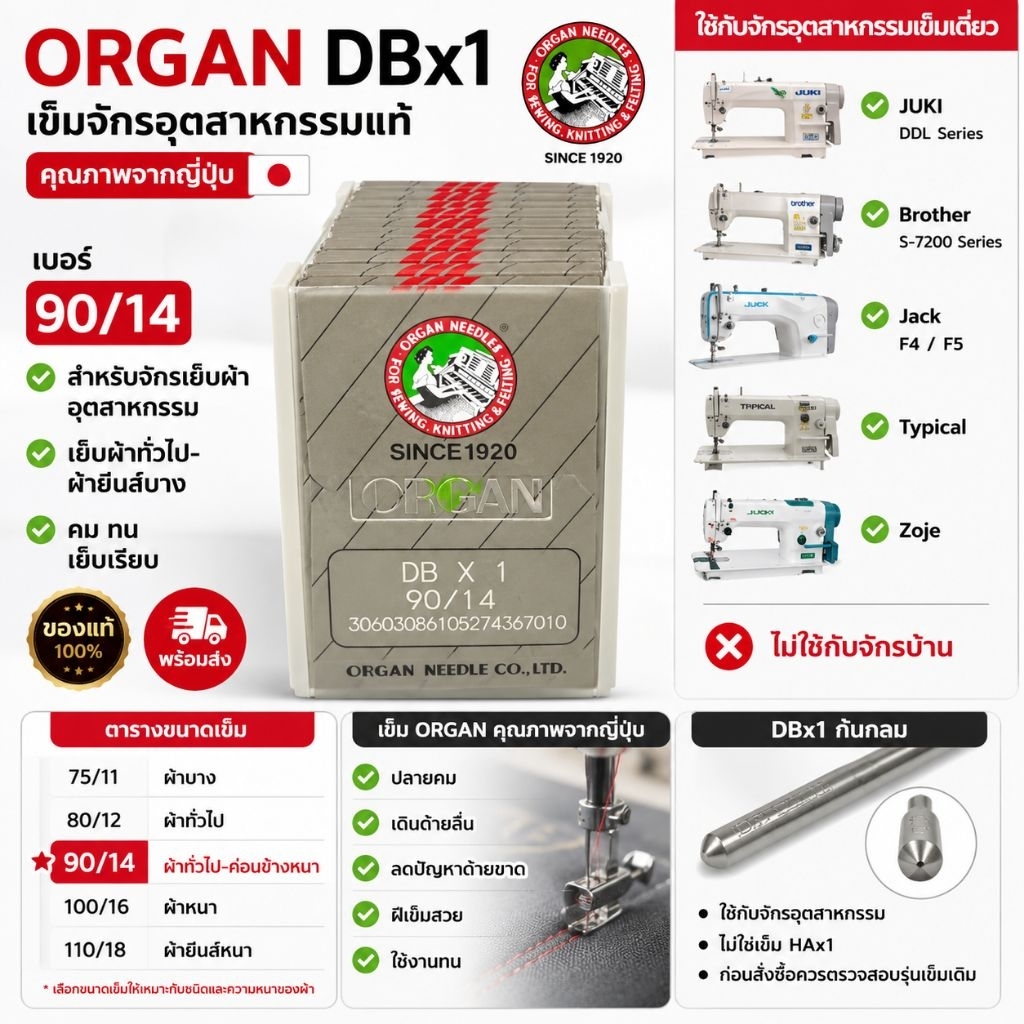 เข็มจักรอุตสาหกรรม ORGAN DBx1