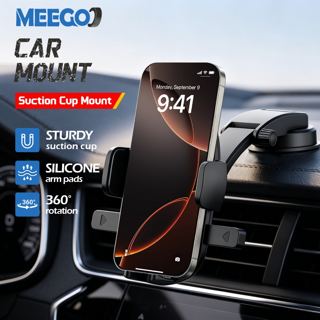 MeeGoo ที่วางโทรศัพท์ในรถยนต์ ที่วางโทรศัพท์แบบดูดถ้วย ปรับหมุนได้ 360 Car holder ที่ยึดมือถือรถ รถทั่วไปใช้ได้หมด