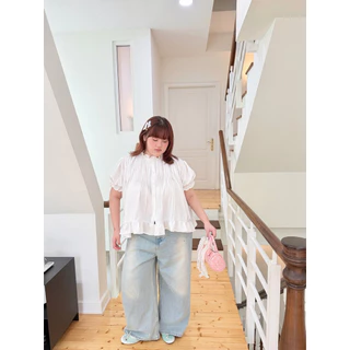 Chubbygirlbkk- Italy rosy top เชิ้ตขาวสาวอวบ ดีเทลจีบหน้า แต่ลูกไม้ ใส่สบาย ผ้าไม่ร้อน น่ารัก