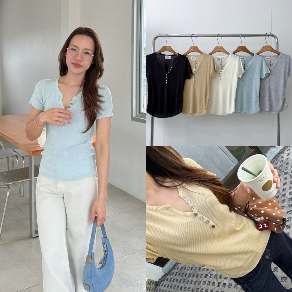 APPAREL.STORY - Shurii Knit Top (ชูริ) เสื้อคอกระดุมแหวก สวยๆ