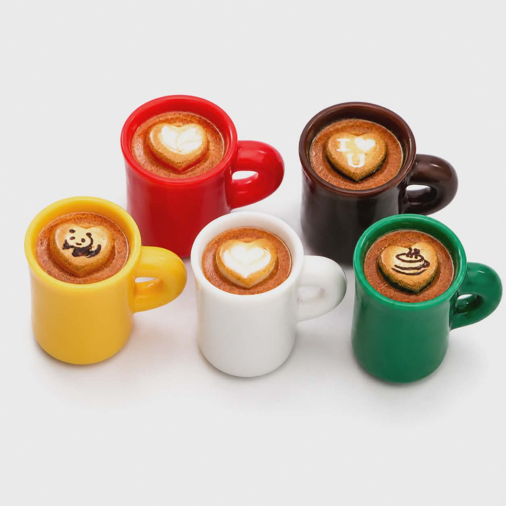 j126แก้วกาแฟสีของจิ๋วจำลองแพ็คละ10 ชิ้น