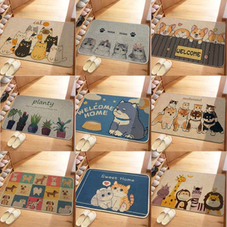เช็ดเท้ายางพารา ขนาด 40X60ซม หนา 4MM ดีไซน์ลายแมว 9 ตัวสุดน่ารัก ซับนํ้าดี กันลื่น สำหรับตกแต่งบ้าน