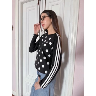 🍊 VL 5300 เสื้อแขนยาวแต่งแถบ polka dot งานยอดฮิต ผ้าดี
