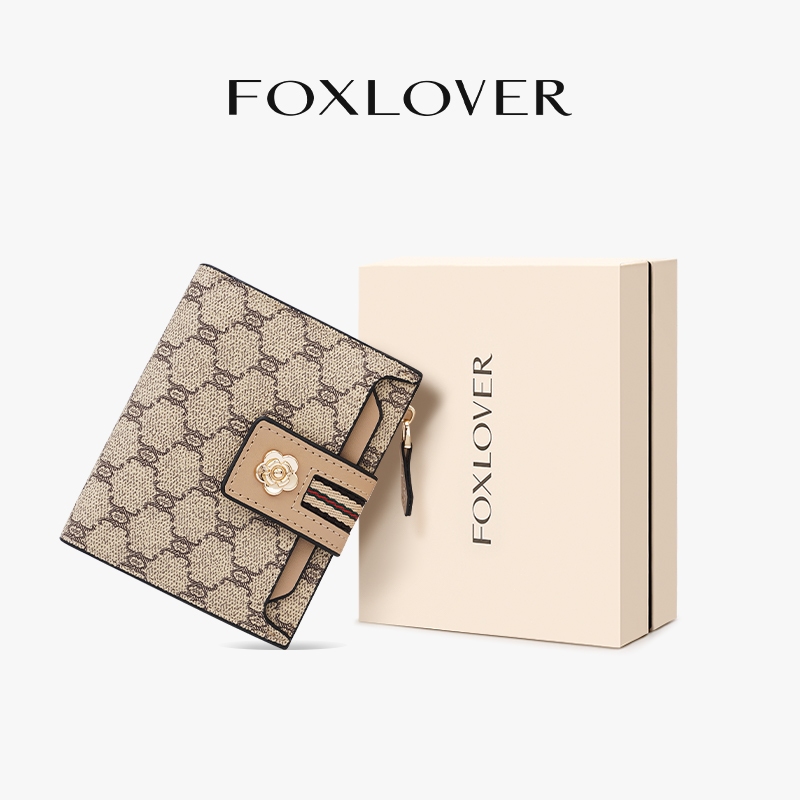 FOXLOVER กระเป๋าสตางค์ผู้หญิง ดีไซน์วินเทจ ขนาดเล็ก แฟชั่น พร้อมกระเป๋าใส่เหรียญ