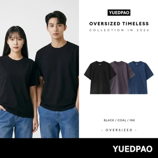 Yuedpao Oversized Timeless 2025+2026 ผ้าหนายับยากรีดง่าย เสื้อยืดทรงหลวม เสื้อยืดเปล่า โอเวอร์ไซส์ Set Dark Tone