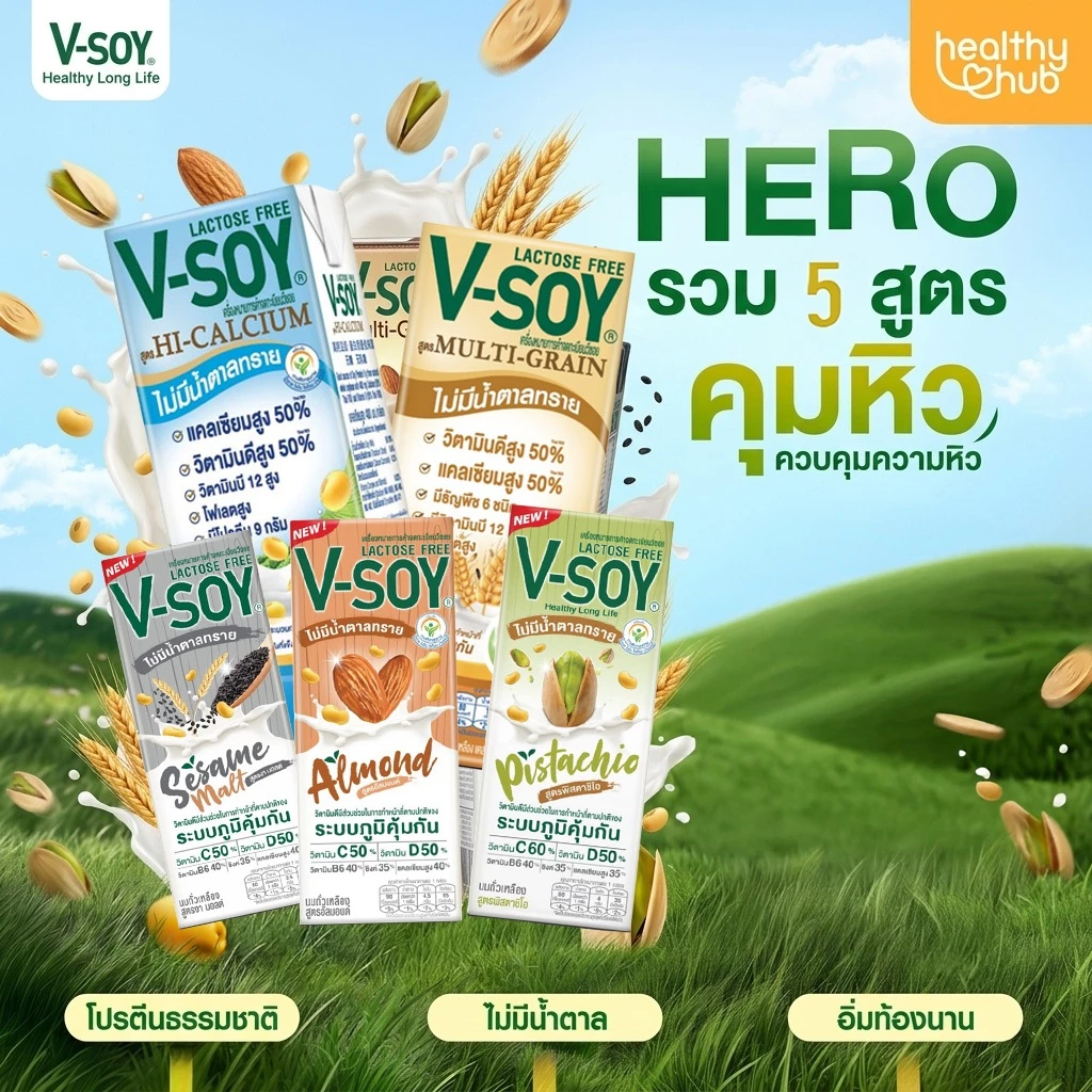 V-soy วีซอย นมถั่วเหลือง เพื่อสุขภาพ แลคโตสฟรี ไม่มีส่วนผสมน้ำตาลทราย (ยกลัง 36 กล่อง)