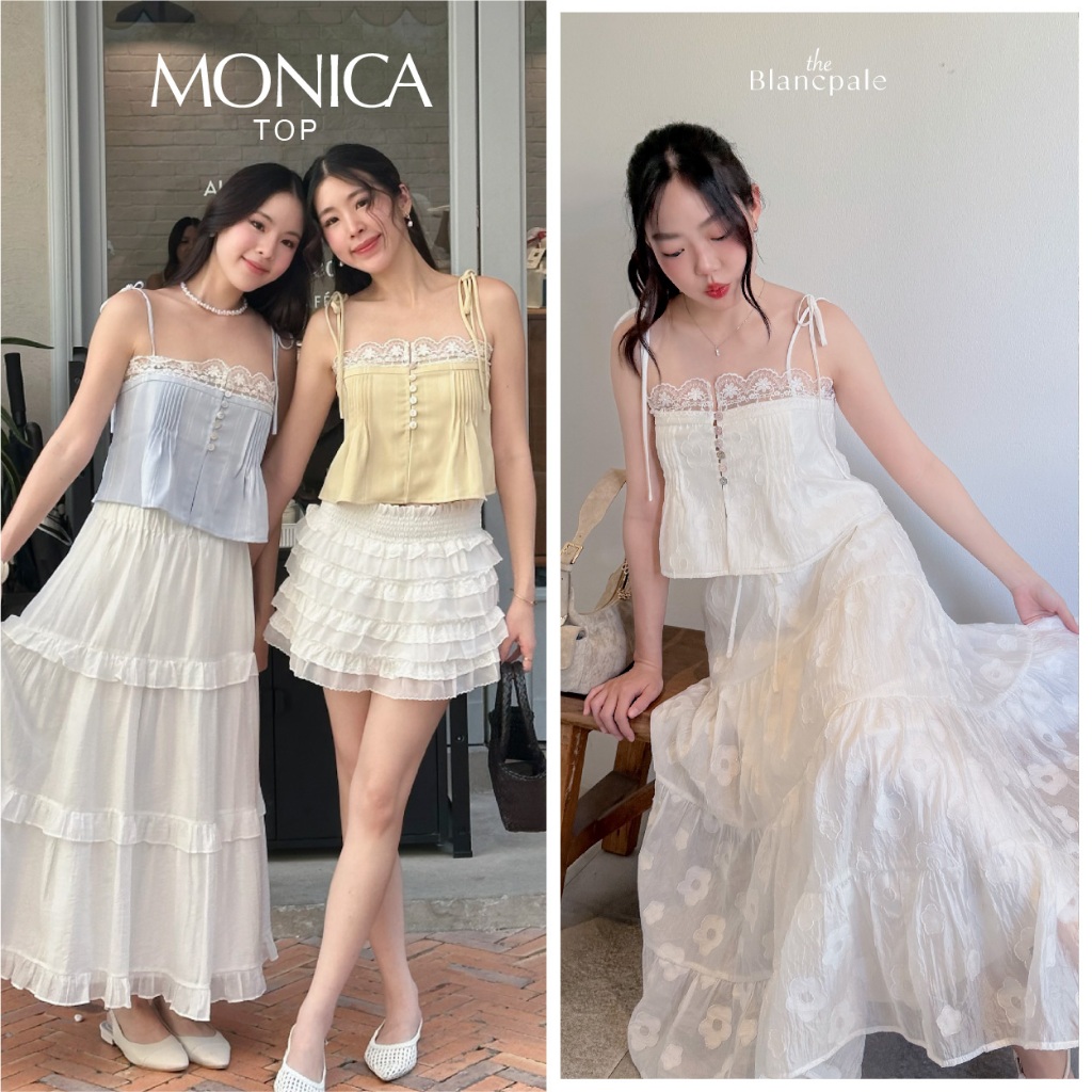 (หมดแล้วไม่เติมแล้วน้า)TheBlancPale : Monica top เสื้อสายเดี่ยว