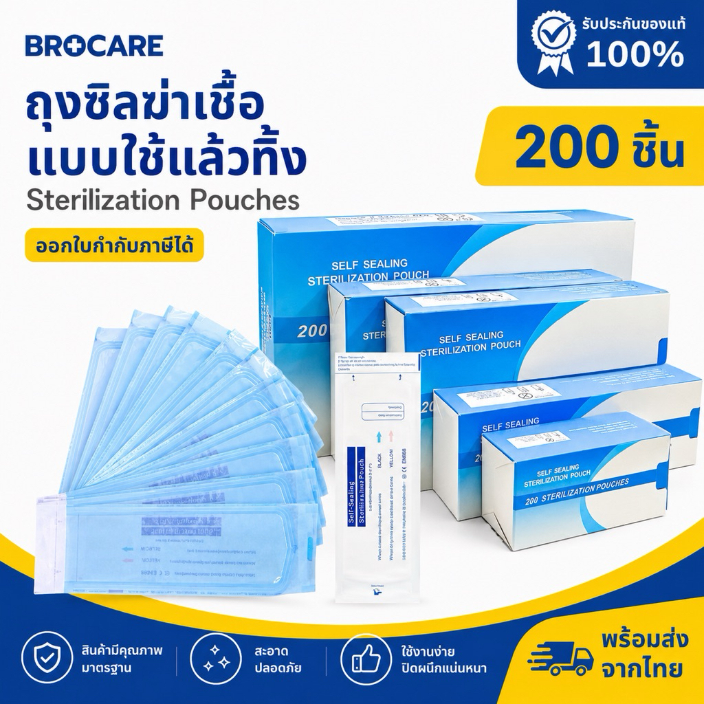 ซองซีลเครื่องมือ ซองสเตอไรด์ สีฟ้า ถุงสเตอไรด์ (กล่องบรรจุ 200 ชิ้น)