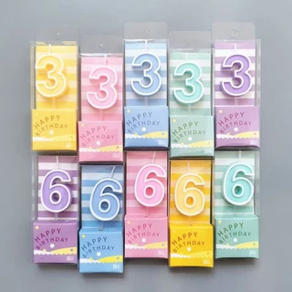 50 ชิ้น/แพ็ค เทียนวันเกิด Happy Birthday สีพาสเทล คละสี เทียนตัวเลข 0-9 สำหรับปักเค้ก