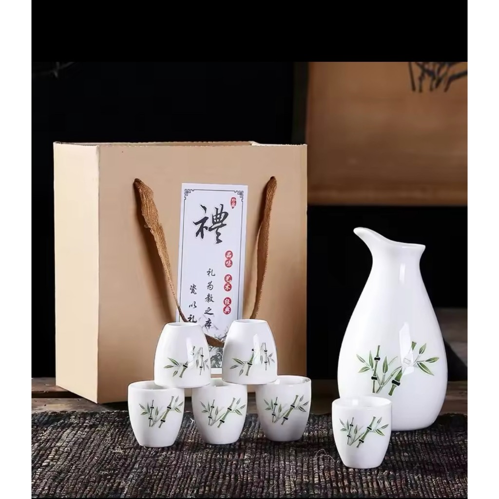 wine set a pot of 6 cups จอกเซรามิค จอกสาเก จอกเหล้า