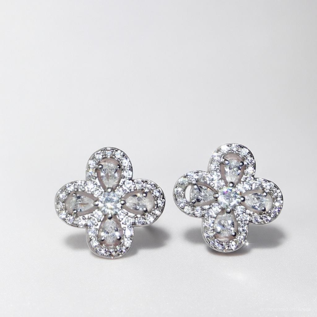 Neriza Jewelry/ ต่างหูระย้าเพชรสังเคราะห์เกรดพรีเมี่ยม ประกายเทียบเท่าเพชรแท้ จัดส่งพร้อมกล่อง NE057