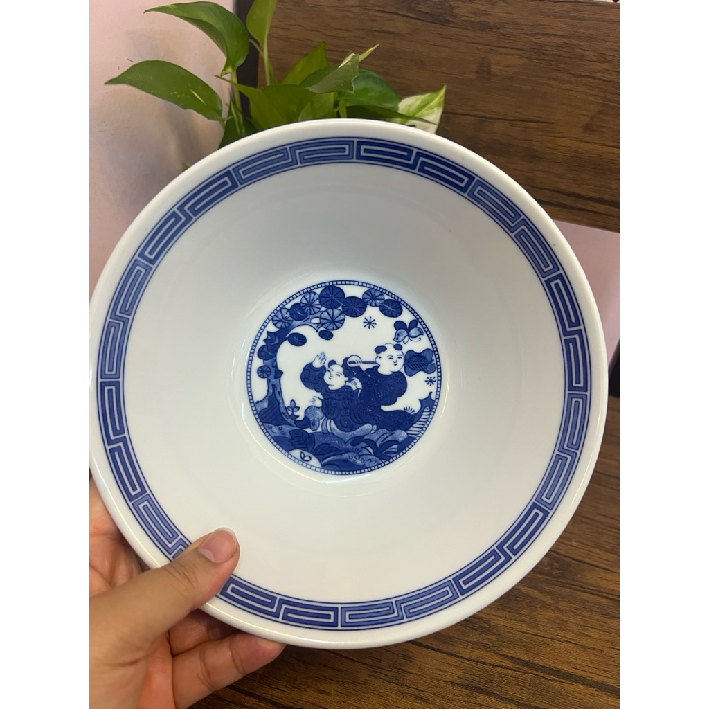 JJ0450 - (สินค้ามือ2) ชามก๋วยเตี๋ยว ลายเจ้าจุก (ลูกกตัญญู) ขนาด : 7.5x2.5 นิ้ว