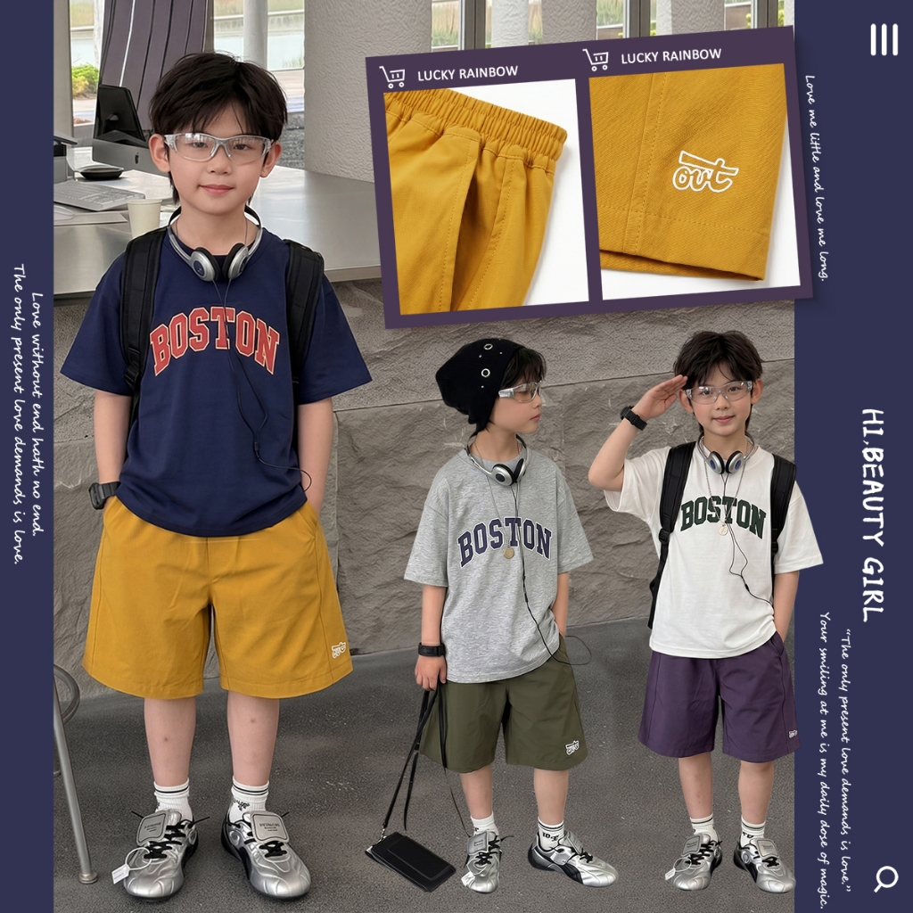 กางเกงขาสั้นเด็ก ฤดูร้อน สีทึบ เวอร์ชั่นเกาหลี แฟชั่น กางเกงขาสั้น ด็กชาย 2-12 ปี