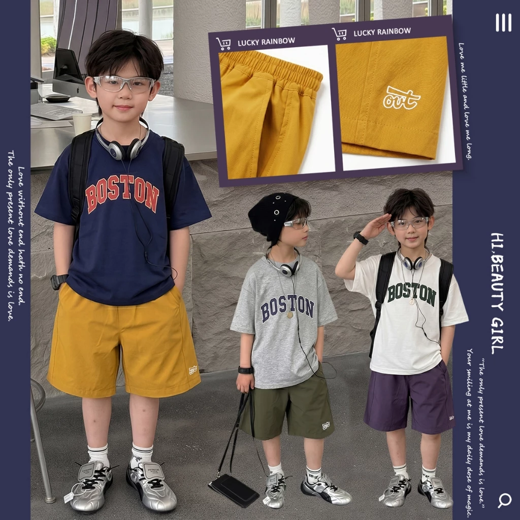 กางเกงขาสั้นเด็ก ฤดูร้อน สีทึบ เวอร์ชั่นเกาหลี แฟชั่น กางเกงขาสั้น ด็กชาย 2-12 ปี