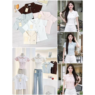 💖New Collection 💖G-Rose เสื้อทรงเชิ้ตครอปคอบัวกระดุมหน้าแกะได้แบบใหม่ ทรงเสื้อคัดติ้งเนี๊ยบ สวยติดเทรนสุดๆ