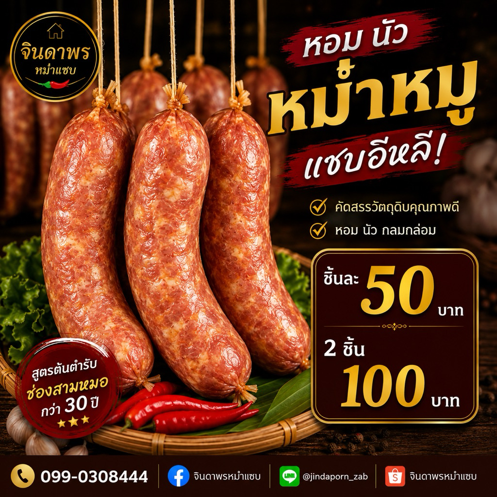 หม่ำหมู 2 ชิ้น ตลาดหม่ำช่องสามหมอ ของฝากจังหวัดชัยภูมิ