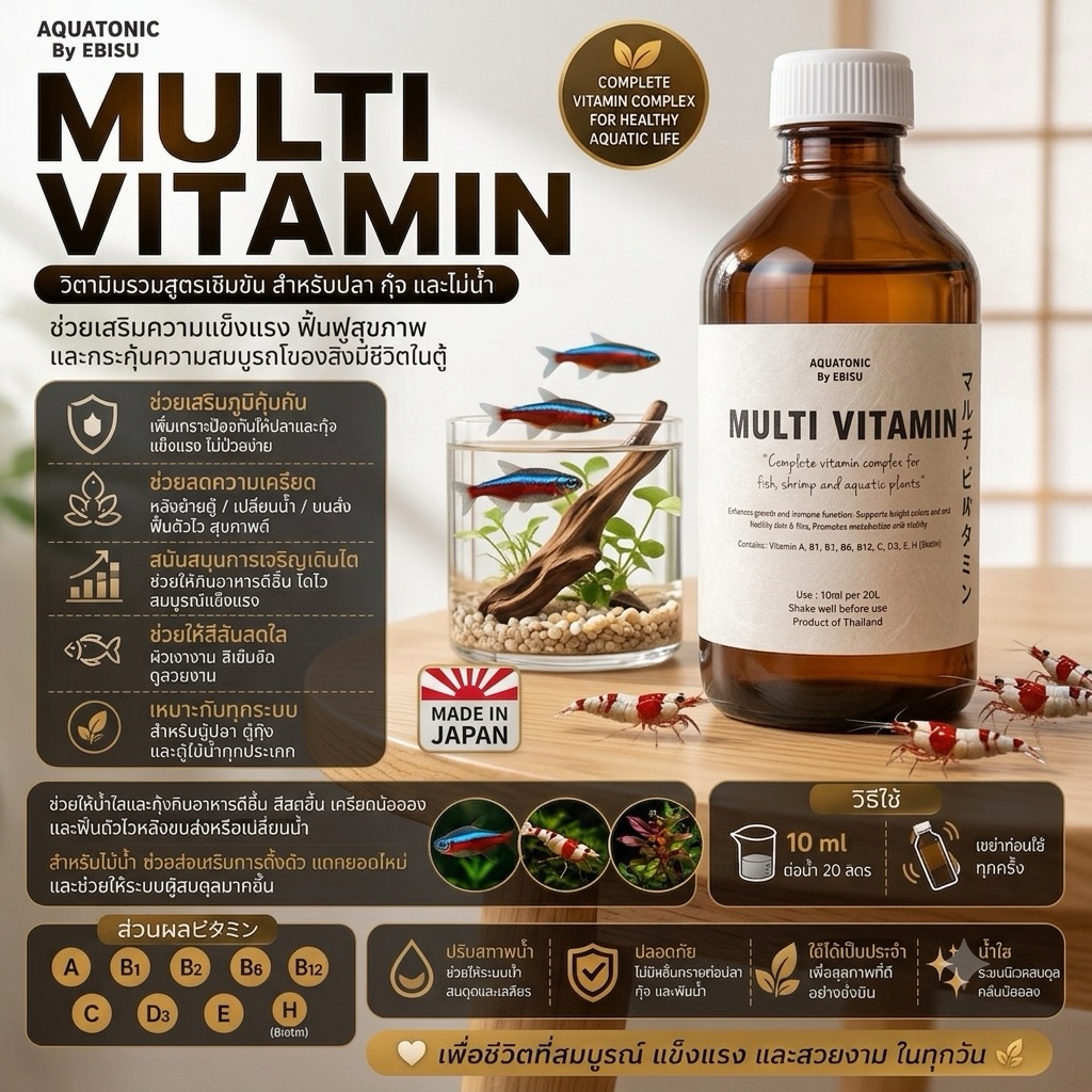 Mutivitamin วิตามินรวมสำหรับเพิ่มความแข็งแรงและบำรุงปลา