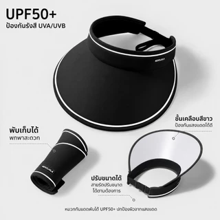 หมวกกันแดด UPF50+ พับเก็บได้ ปรับสายได้ กัน UV ปีกกว้าง น้ำหนักเบา ระบายอากาศ หมวกไวเซอร์ ผู้หญิง