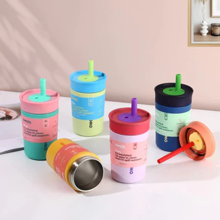 Owala Kids Tumbler ขนาด 12oz (355ml), ขวดสแตนเลสหุ้มฉนวน ทนความร้อนและไม่รั่วซึม ปราศจาก BPA มีให้เลือกหลายสี