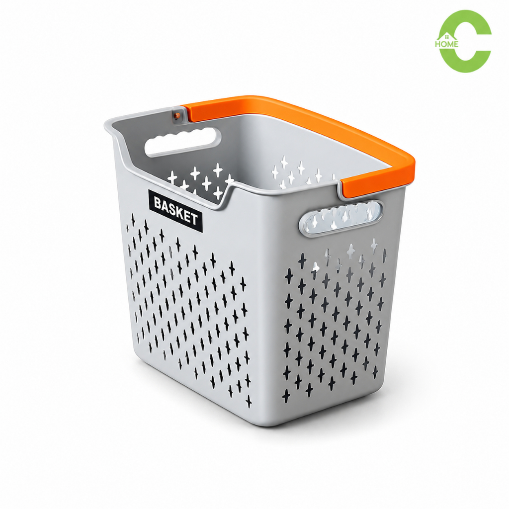 HOMEC ตะกร้าใส่ผ้า ตะกร้ามีหูหิ้ว ตะกร้าพลาสติก basket พลาสติกหนา แข็งแรง ระบายอากาศได้ดี มีหลายขนาด