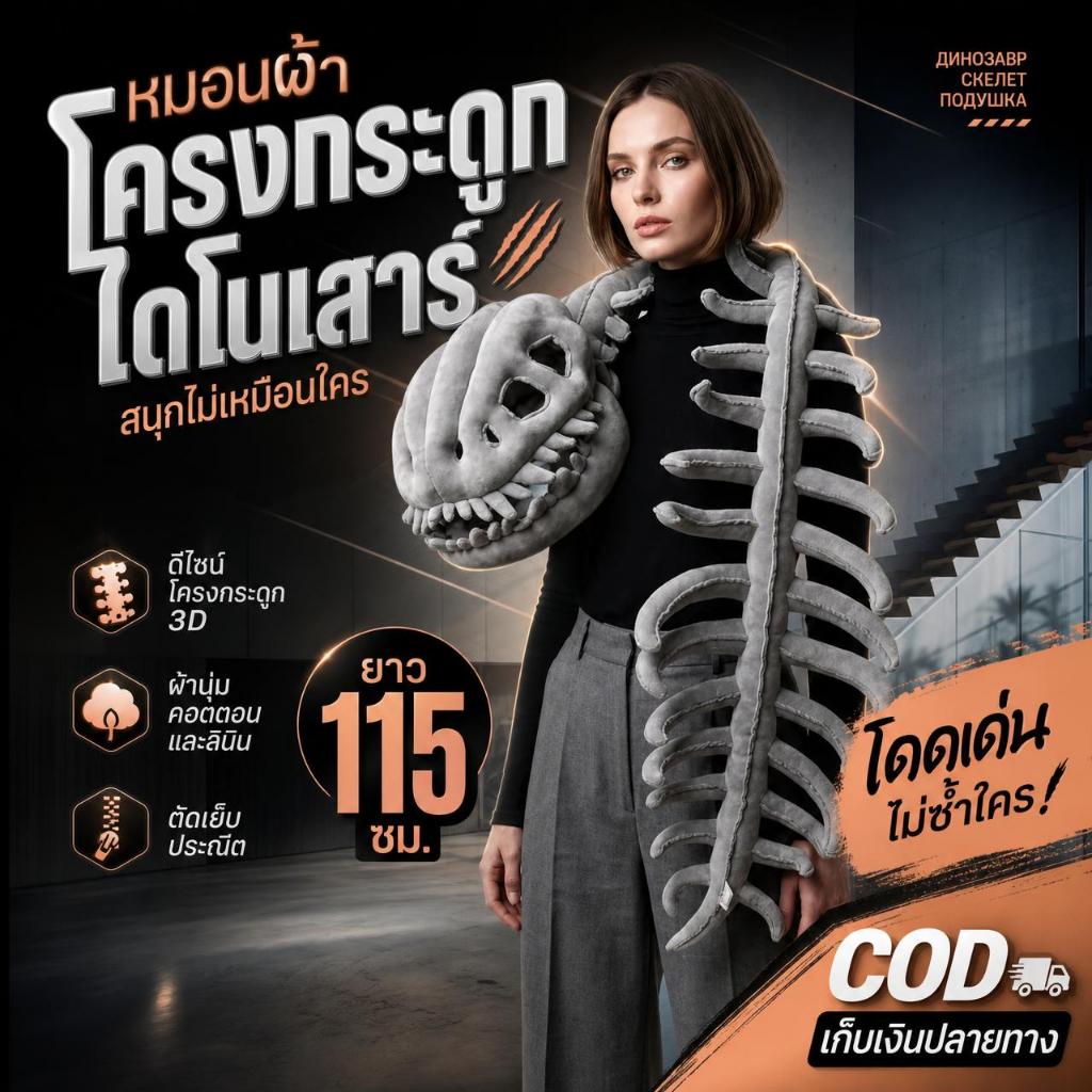 [พร้อมส่ง] หมวกโครงกระดูกไดโนเสาร์ หมวกไดโนเสาร์ 3D คอสเพลย์ ปาร์ตี้ หมวกตุ๊กตานุ่ม ของขวัญเด็ก ผู้ใหญ่ 80/120cm