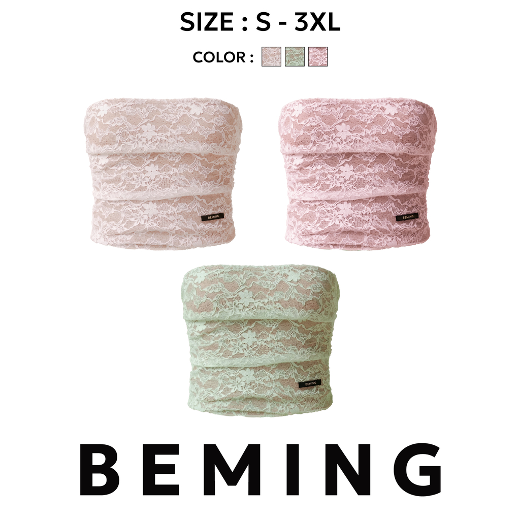 Bemingtop1212(S-3XL)-Kamby Top - เกาะอกลูกไม้ทั้งตัวดีไซน์หวานละมุนโดดเด่นด้วยลายดอกไม้ปักทั่วตัว
