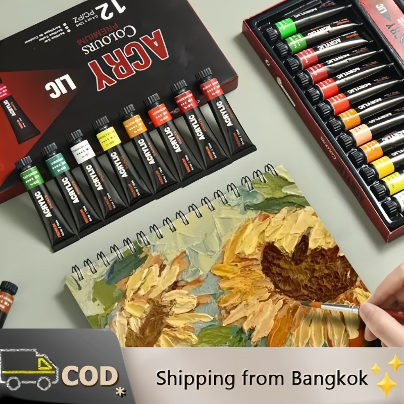 Giorgione สีอะคริลิค ชุดสีอะคริลิค 12/24 สี กันน้ำ สีอะคริลิค ขนาดหลอด 12ml ภาพวาด เครื่องเขียน Acrylic Paint