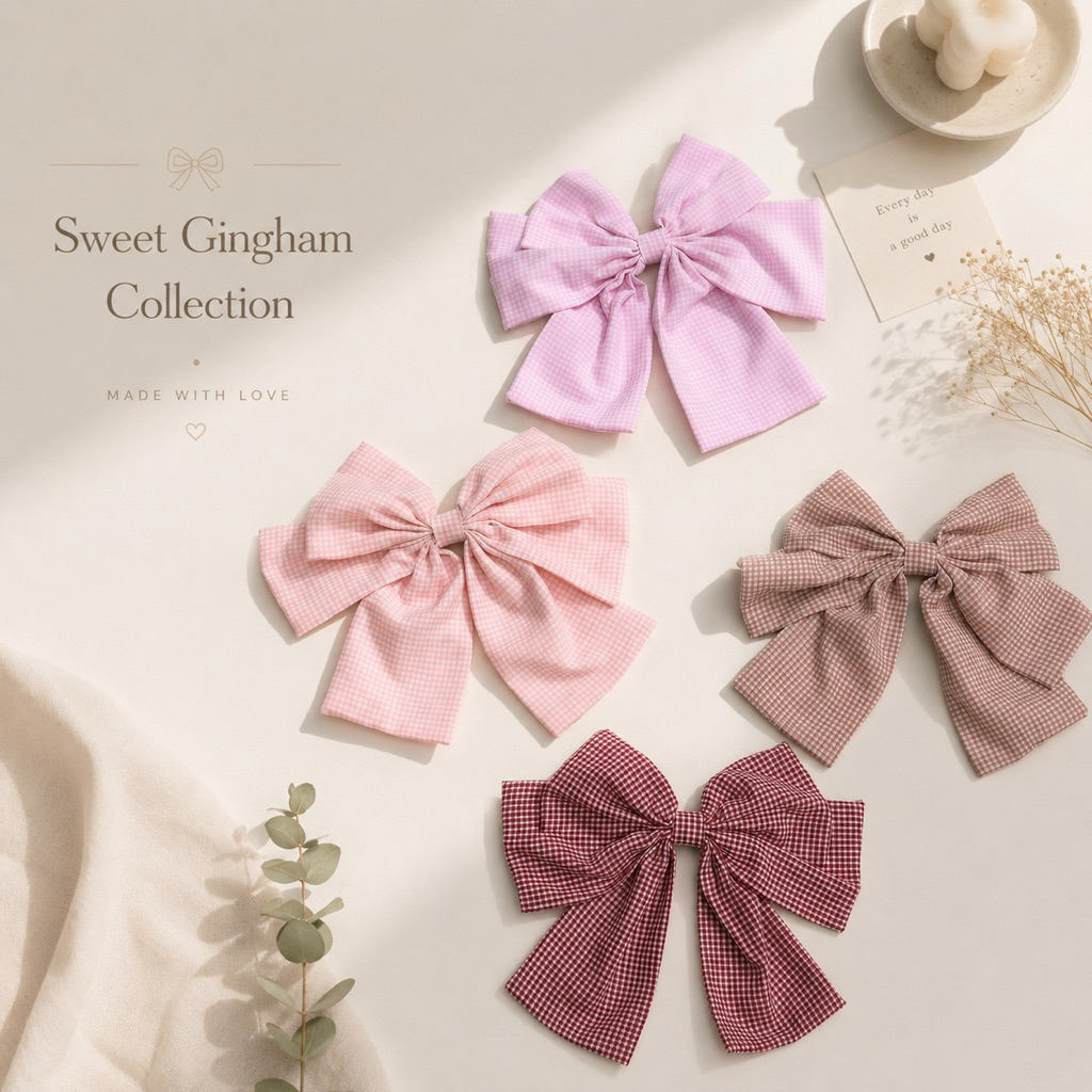 โบว์กิ๊บลายสก็อตหวานๆ 🎀 •BK-TIN HANDMADE• Sweet Gingham Collection