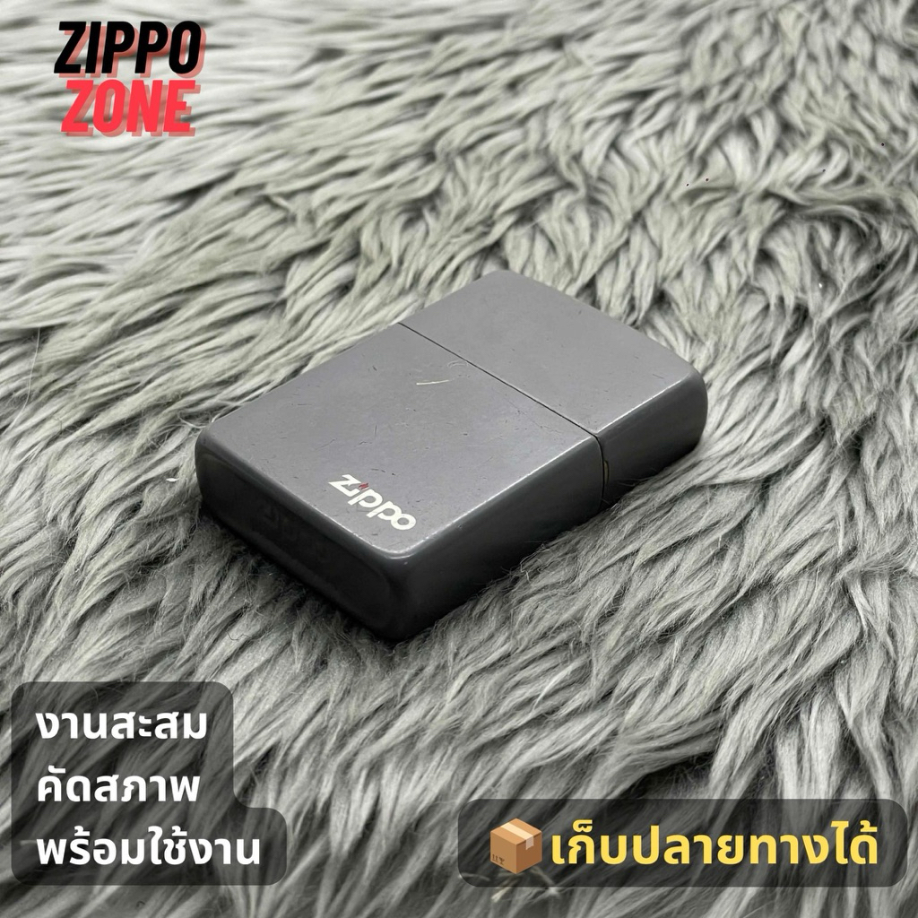 Zippo แท้ มือสอง ZZB049 สีเทา โลโก้ zippo ปี 1988 IV  | ไฟแช็ค Zippo USA ของแท้ | พร้อมส่ง