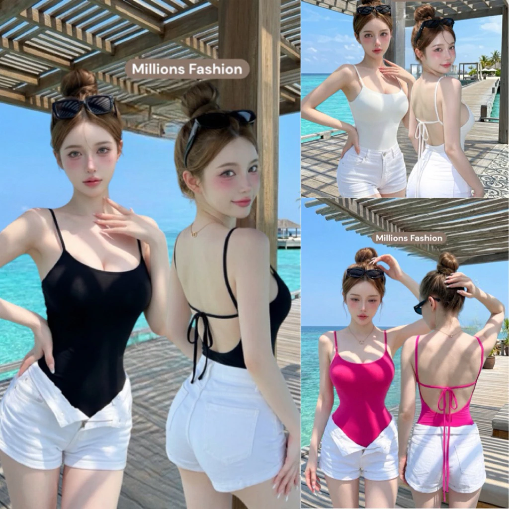 💕ShopBypuy💕บอดี้สูทสายเดี่ยวผูกหลัง
