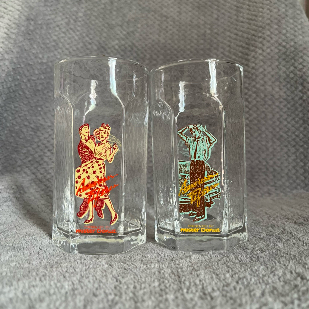 แก้วน้ำ Mister Donut Vintage Collection 1955 (ขายเป็นคู่)