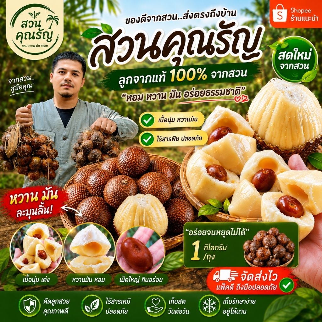 สละอินโดสายน้ำผี่งเเท้ 100% ตัดสดทุกวัน