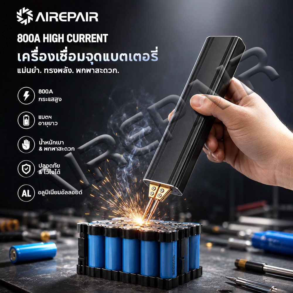 เครื่องเชื่อมจุดแบบพกพา 5เกียร์ เครื่องเชื่อมจุดมือถือแบบปรับได้ ความหนา 0.1 ถึง 0.12 มม. เครื่องเชื่อมแผ่นนิกเกิล 5V 2A