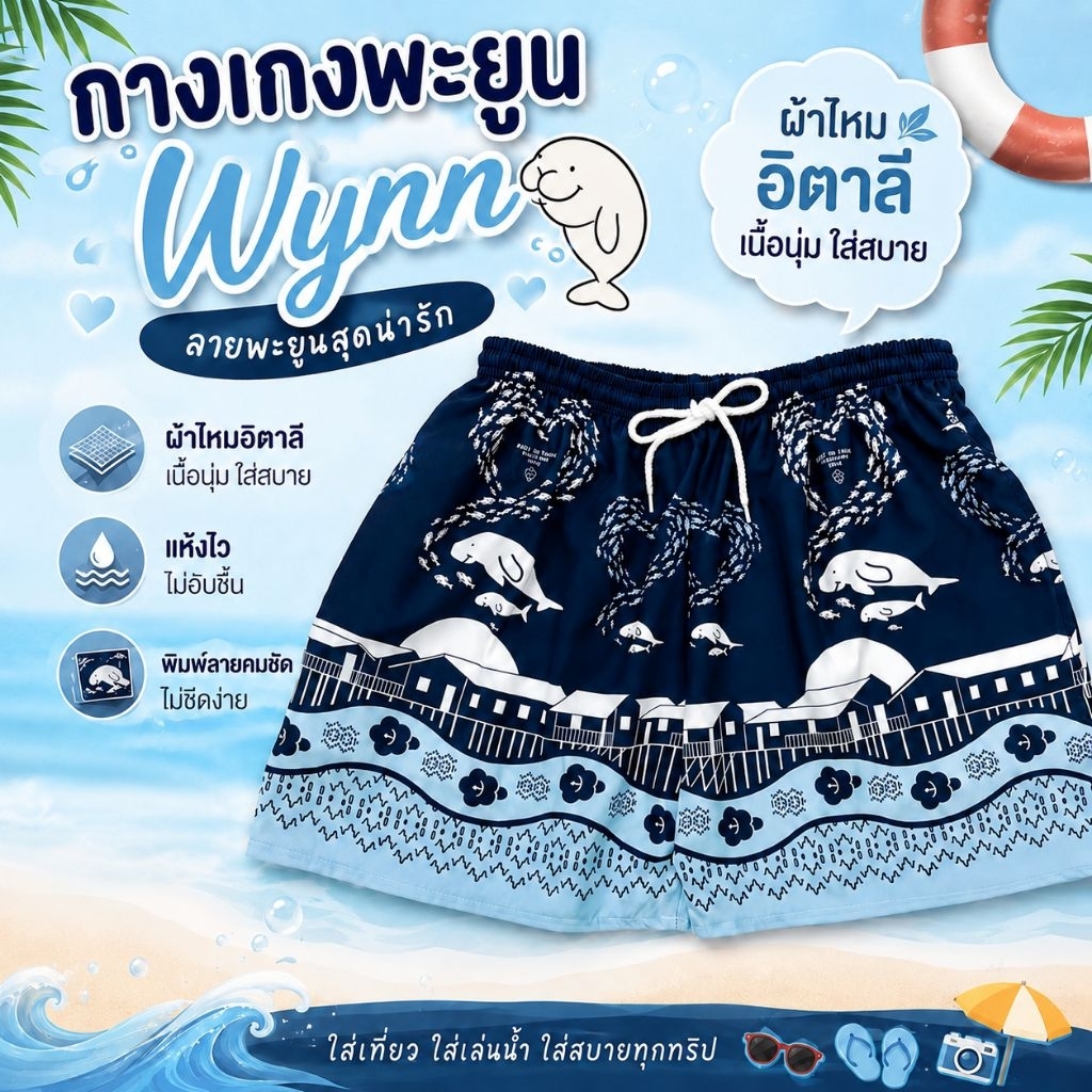 กางเกงพะยูน ขาสั้น wynn💙 : Original Soft power เมืองตรัง
