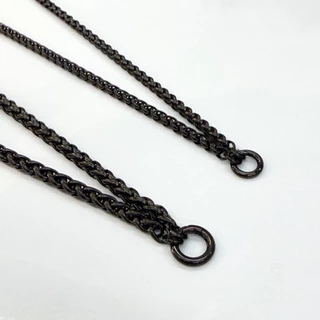 สร้อยลายเปีย Black color 3.0"4.0mm สร้อยคอสแตนเลสแท้สีดำ ไม่ลอก สแตนเลสแท้ ใส่อาบน้ำได้ โดนเหงื่อได้