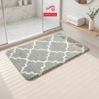 EXPRESS CARPET พรมเช็ดเท้า45x70cm หนานุ่มพร้อมส่ง พรมห้องน้ำ มีกันลื่น ขนนุ่มสีสวย ซักได้ แห้งไว