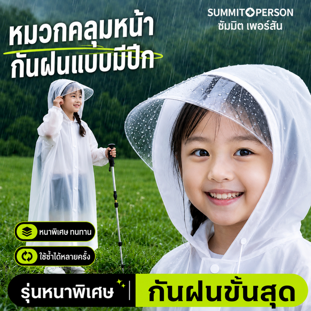 เสื้อกันฝน EVA ยาวสำหรับเด็ก บรรจุแยกชิ้น รูปที่ 4
