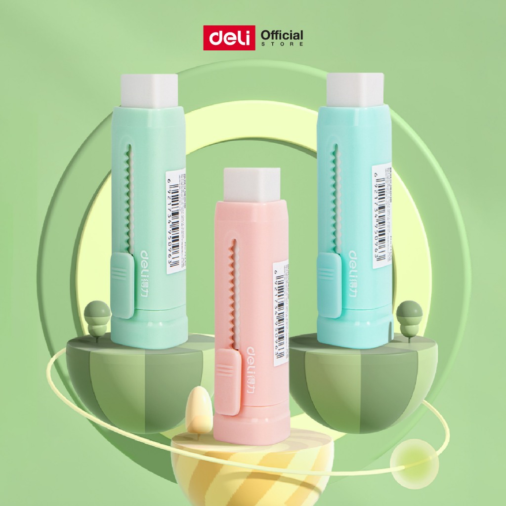 ยางลบเลื่อนสไลด์  Deli รุ่น 71145 ยางลบสามเหลี่ยม ลบจุดเล็กๆ ได้ง่าย วัสดุ TPR ยืดหยุ่น คละสี
