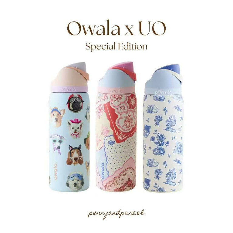 Owala FreeSip x UO Limited Edition 24oz/32oz กระติกน้ำสแตนเลสเก็บความเย็น ฝาล็อค ไร้สาร BPA ของแท้จากอเมริกา