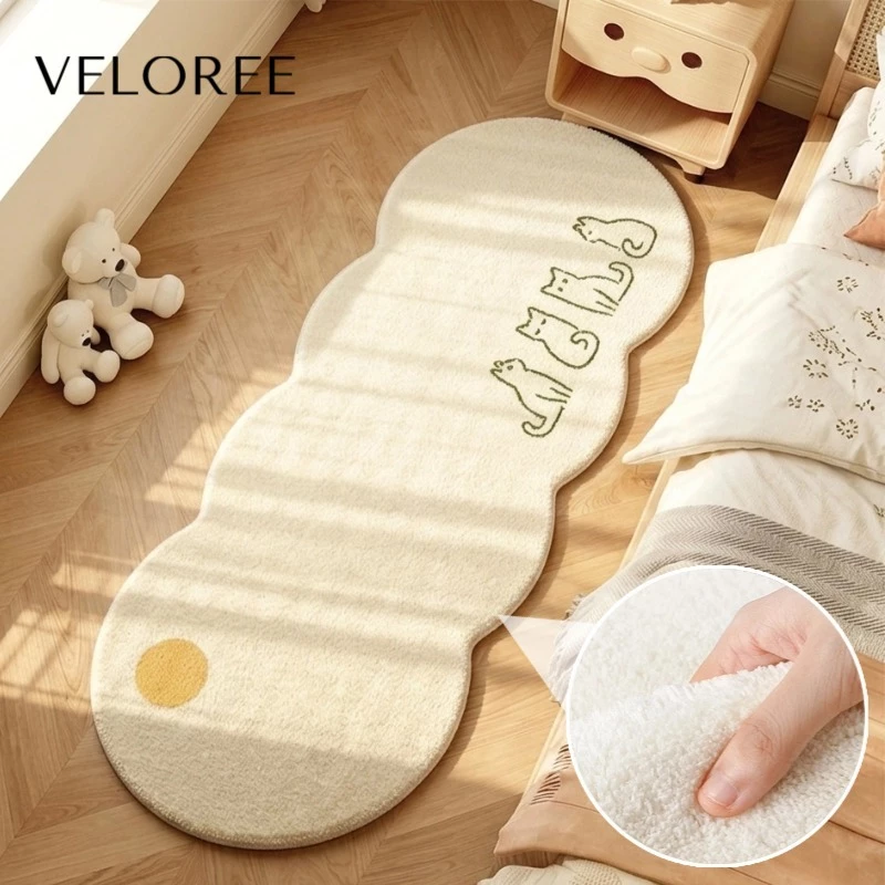VELOREE พรมปูพื้นห้องนอน น่ารัก หนานุ่ม พรมยาว ขนาดใหญ่ พรมข้างเตียง ขนาดใหญ่ ผ้าแคชเมียร์เทียม 150/180 ซม.