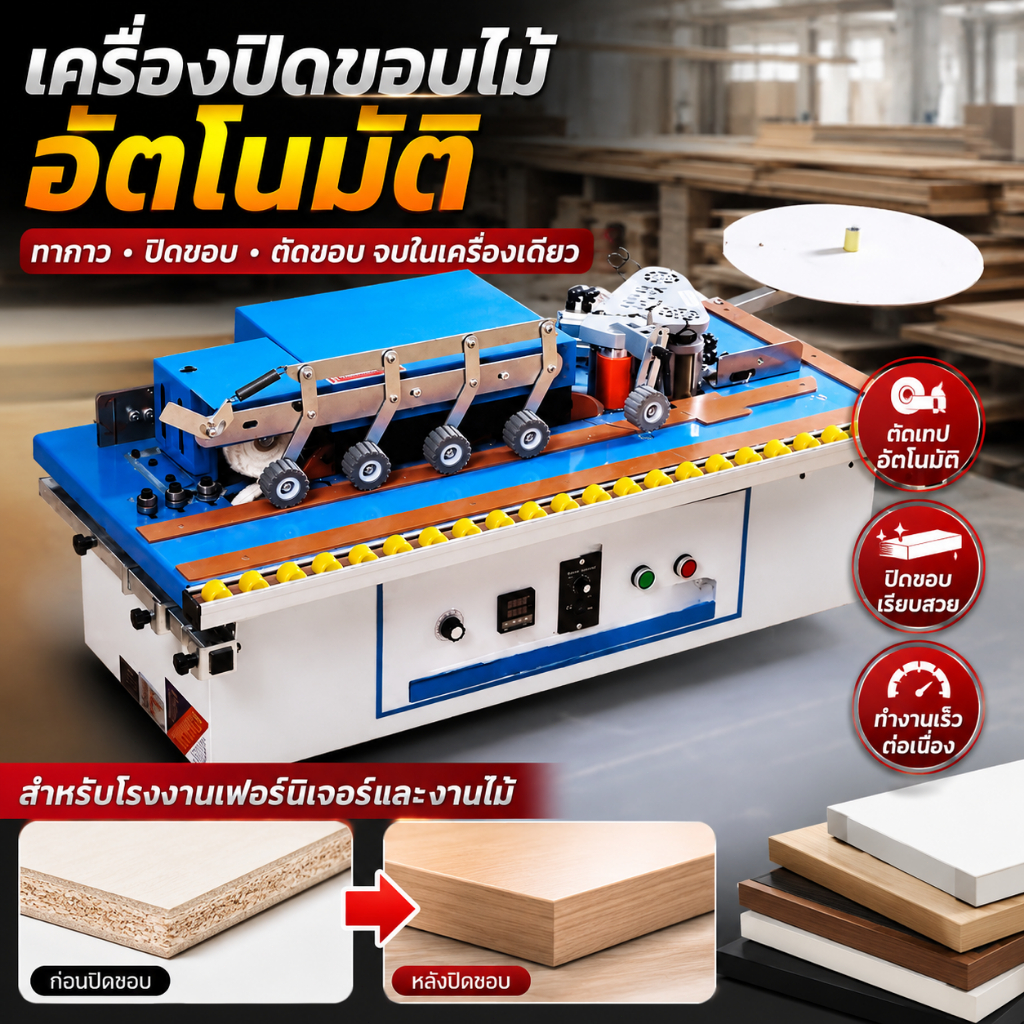เครื่องติดขอบไม้แบบพกพา เครื่องปิดขอบอัตโนมัติ ติดกาวสองด้าน ตัดแต่งและขัดเงาอเนกประสงค์ สำหรับงานไม้และเฟอร์นิเจอร์ ราคาถูก Shopee Lazada