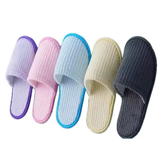 ￼สลิปเปอร์ Slipper สีสดใส รองเท้าลำลอง รองเท้ารับแขก ใส่ในบ้าน ออฟฟิศ โรงแรม หุ้มปลายเท้า เนื้อผ้าดี นุ่ม ใส่สบาย H612(3