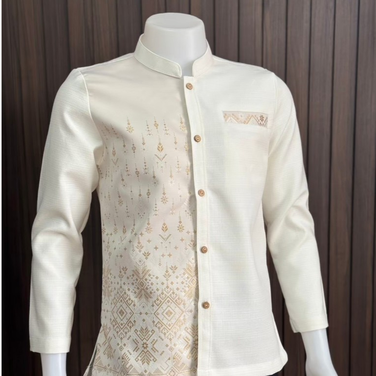 เสื้อผ้าไทย ลายแพรวาขาว