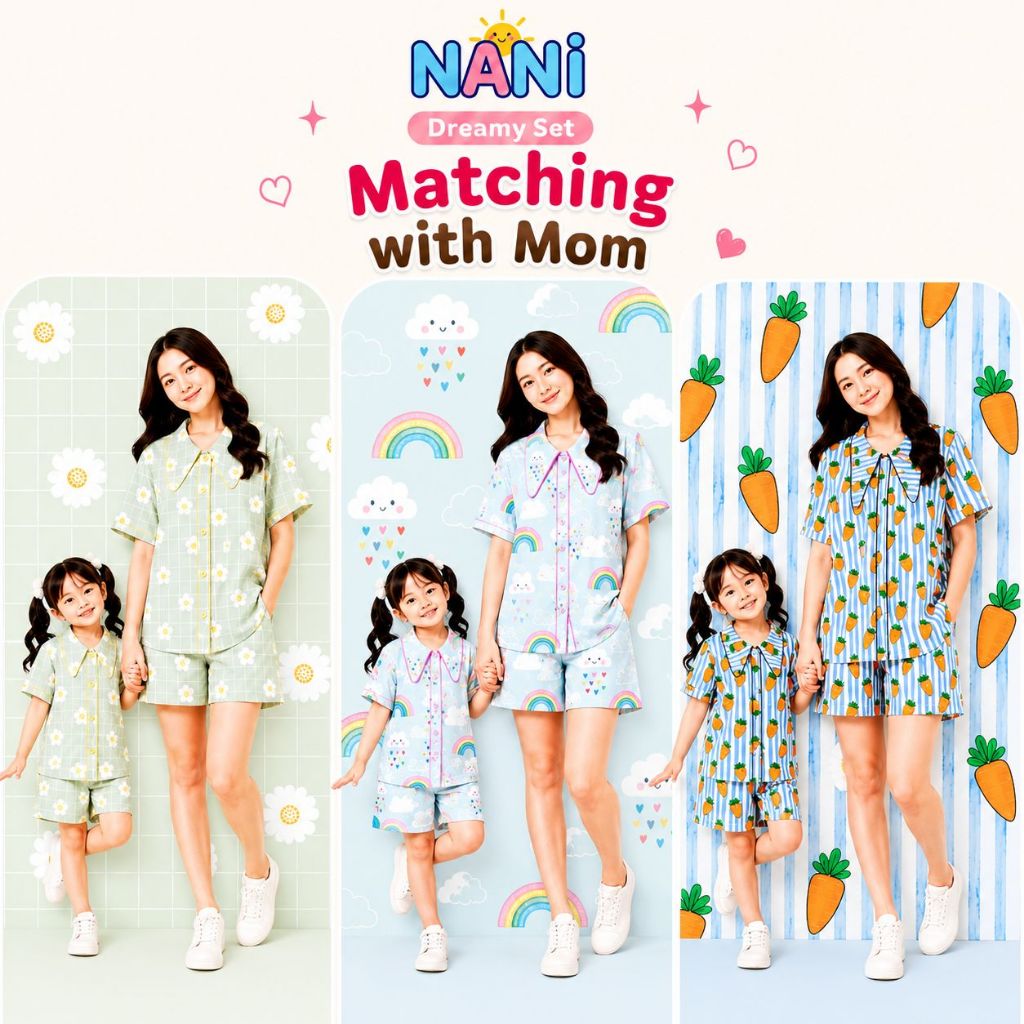 NANI "Dreamy Set" ชุดเซ็ตแม่ลูกสุดคิ้วท์ ผ้าไหมอิตาลี นุ่มสบาย ลายน่ารักสดใส ใส่ได้ทุกวัน