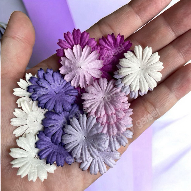 กลีบดอกไม้กระดาษสา 2.5cm (โทนม่วง) กลีบดอกไม้ เดซี่ Daisy DIY