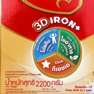 Dulac นมผง ดูแลค ไอรอน พลัส สูตร 1 ขนาด 2200 กรัม (4ซอง)